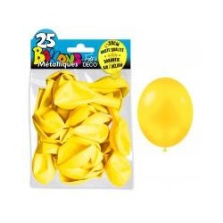 25 ballons métal jaune citron