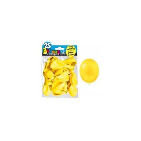 25 ballons métal jaune citron