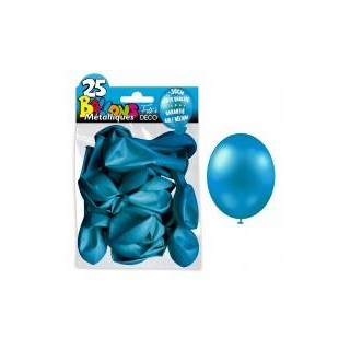 25 Ballons crystal, metallisiert, blau