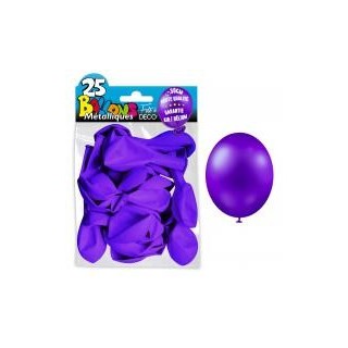 25 ballons métal violet foncé