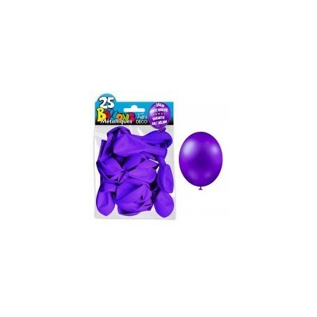 25 ballons métal violet foncé