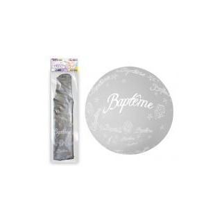 1 Gigant Ballon "Baptême" silber Ø 1m16
