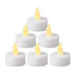 LED-Set, 6 Teelichet, ø 4 cm, weiss