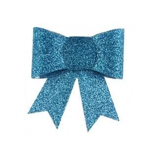 Nodo con paillettes su pinza, PVC, 6,5x6,5 cm, turchese, borsa da 2 pezzi