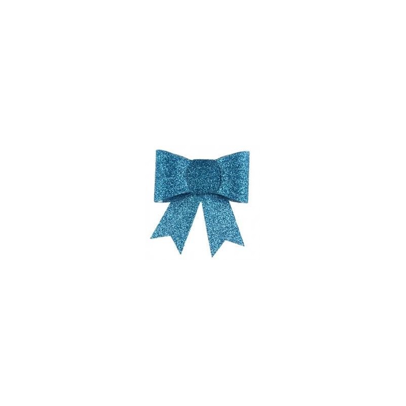 Nœud pailleté sur pince, PVC, 6,5x6,5 cm, turquoise, sachet de 2 pièces Nœud pailleté sur pince, PVC, 6,5x6,5 cm, turquoise, sachet de 2 pièces