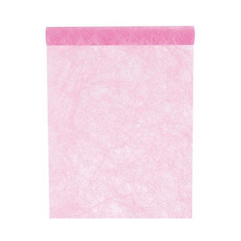 Chemin de table, fanon, rose 30 cm x 5 mètres
