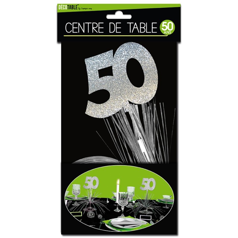 Centre de table " 50 ans", palmier argenté Centre de table " 50 ans", palmier argenté