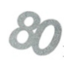 Pailletten-Aufklebernummern, 80 Jahre, Silber