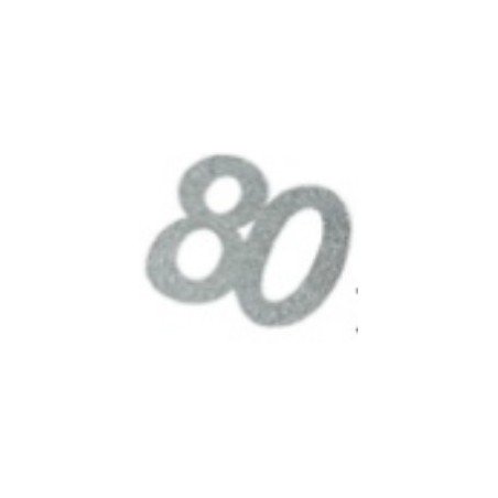 Pailletten-Aufklebernummern, 80 Jahre, Silber