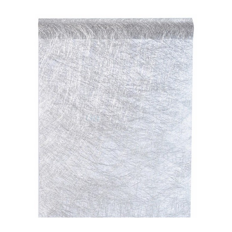 Chemin de table fanon métallisé argent