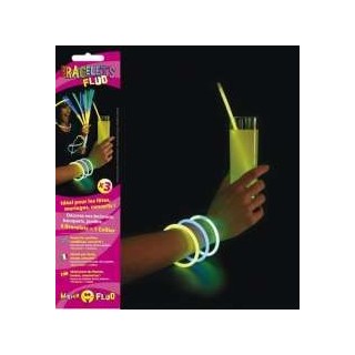 Tube de 100 bracelets fluos 5 mm x 200 mm assortis 20x5 couleurs