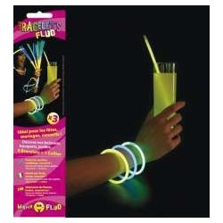 Tube de 100 bracelets fluos 5 mm x 200 mm assortis 20x5 couleurs