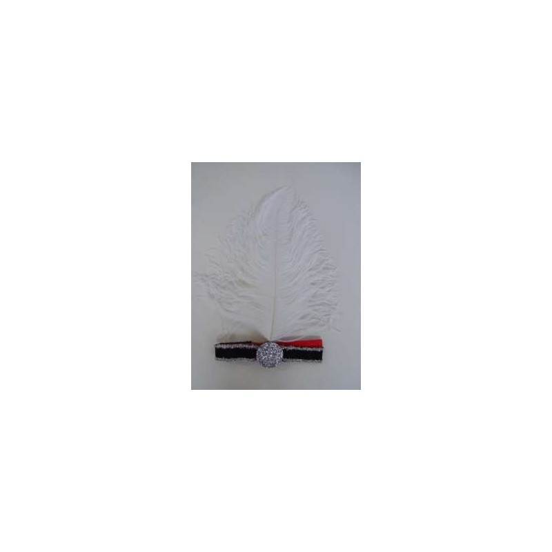 Bandeau années 20 , plume blanche 32 cm, adulte Bandeau années 20 , plume blanche 32 cm, adulte