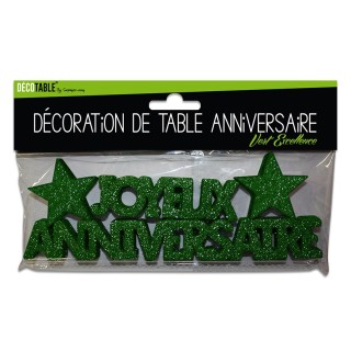 Decorazioni da tavola "Joyeux Anniversaire", 3D, glitter,verde