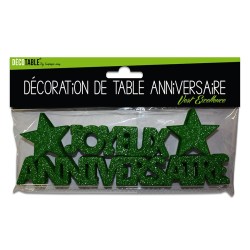 Decorazioni da tavola "Joyeux Anniversaire", 3D, glitter,verde