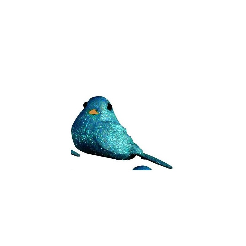 8 kleine perlige Vögel, Türkis, Glitzer