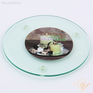 1 supporto tondo per candele, diam. 12 cm, trasparente