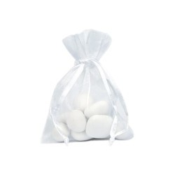 10 Sachets organdi, uni blanc, 7.5 x 10 cm