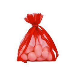10 Sachets organdi, uni rouge, 7.5 x 10 cm