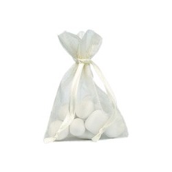 10 Sachets organdi, uni ivoire, 7.5 x 10 cm