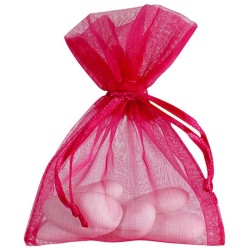 10 Sachets organdi, fucsia, 7.5 x 10 cm