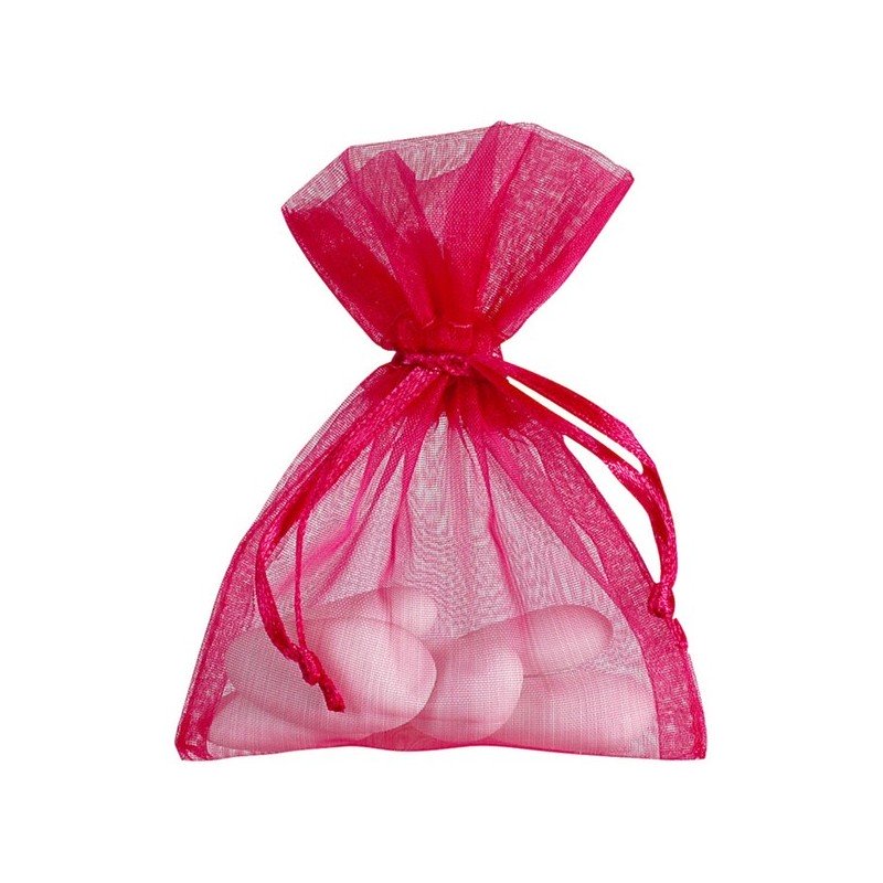 10 Organdybeutel, fuchsia, 7.5 x 10 cm