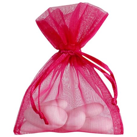 10 Sachets organdi, uni fuchsia, 7.5 x 10 cm