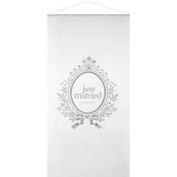 Tenture de salle, blanche, "Just married"