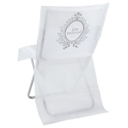 10  Housses de chaise "Just Married", blanc, 50 x 95 cm
