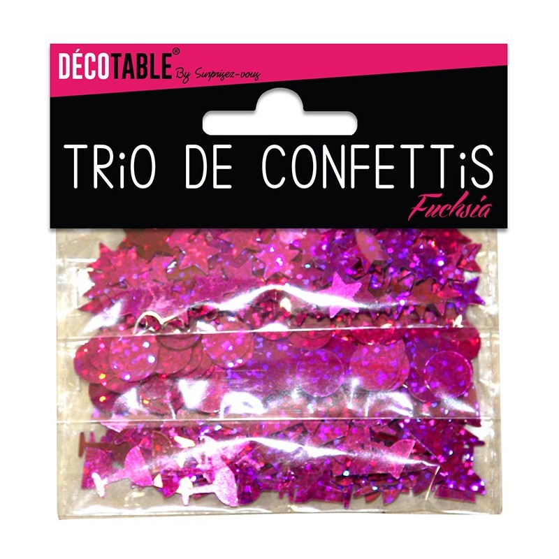 Trio di coriandoli, tondi, stelle e tazze, fucsia Trio di coriandoli, tondi, stelle e tazze, fucsia