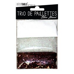 Trio de paillettes , 3 sachets de paillettes nuancées blanc