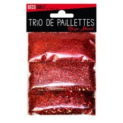 Trio de paillettes , 3 sachets de paillettes nuancées rouge