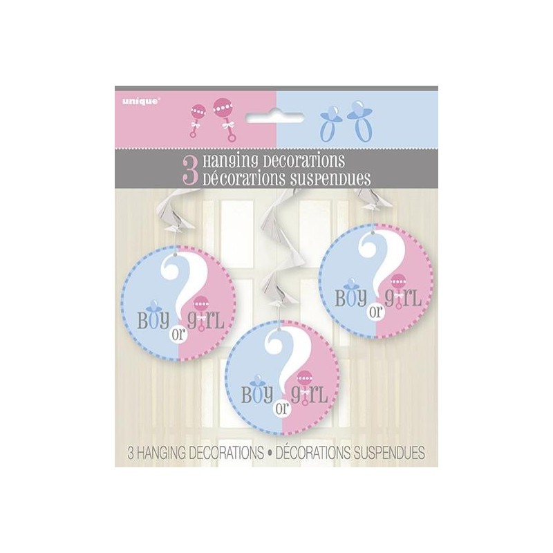 3 decorazioni pendenti, "Girls or Boy", 91 cm