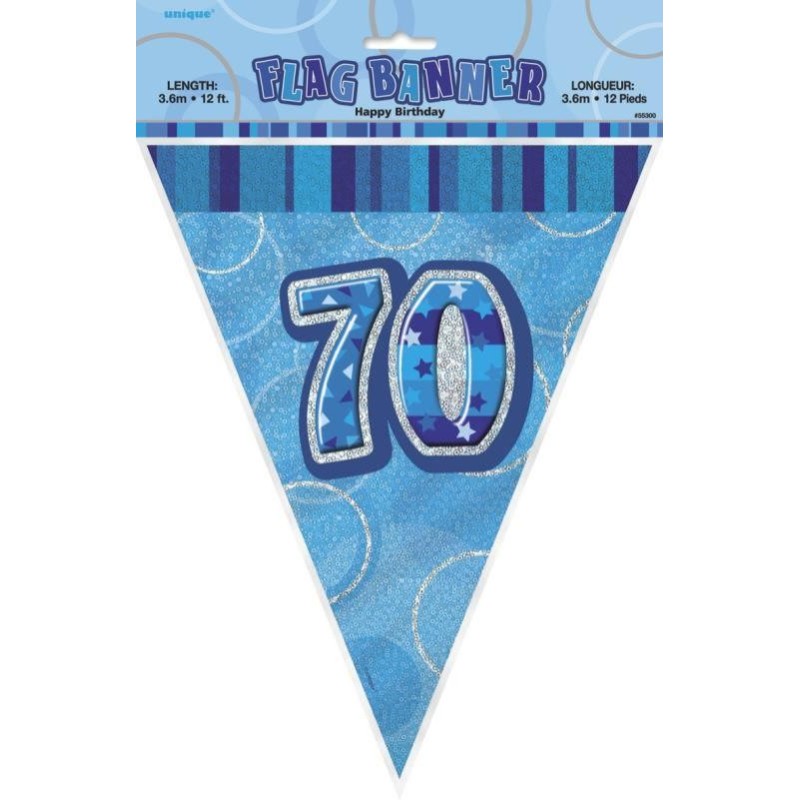 Bannière fanion bleu, 34 cm, 70 ans Bannière fanion bleu, 34 cm, 70 ans