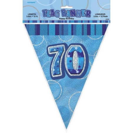 Banner gagliardetto blu, 34 cm, lunghezza 3,6m, 70 ans