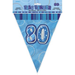 12 Flaggen blau, 34 cm, 30 ans