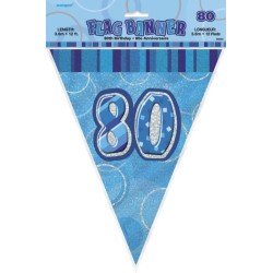 Bannière fanion bleu, 34 cm, 80 ans