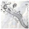10 Serviettes, musique, 33 x 33 cm, blanc 