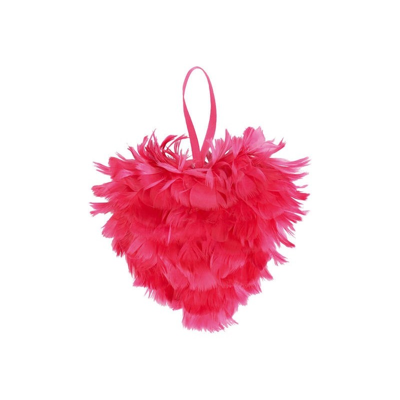 Herz mit Federn, fuchsia, 12 cm