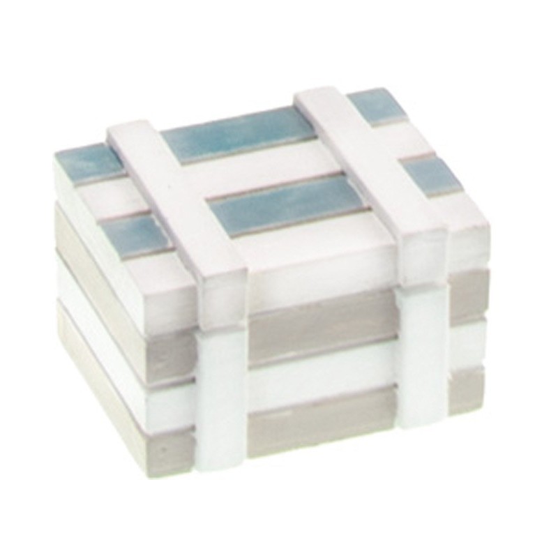 Coffret marin bois blanchi, bleu ciel, 7 cm x 5 cm x 4 cm Coffret marin bois blanchi, bleu ciel, 7 cm x 5 cm x 4 cm