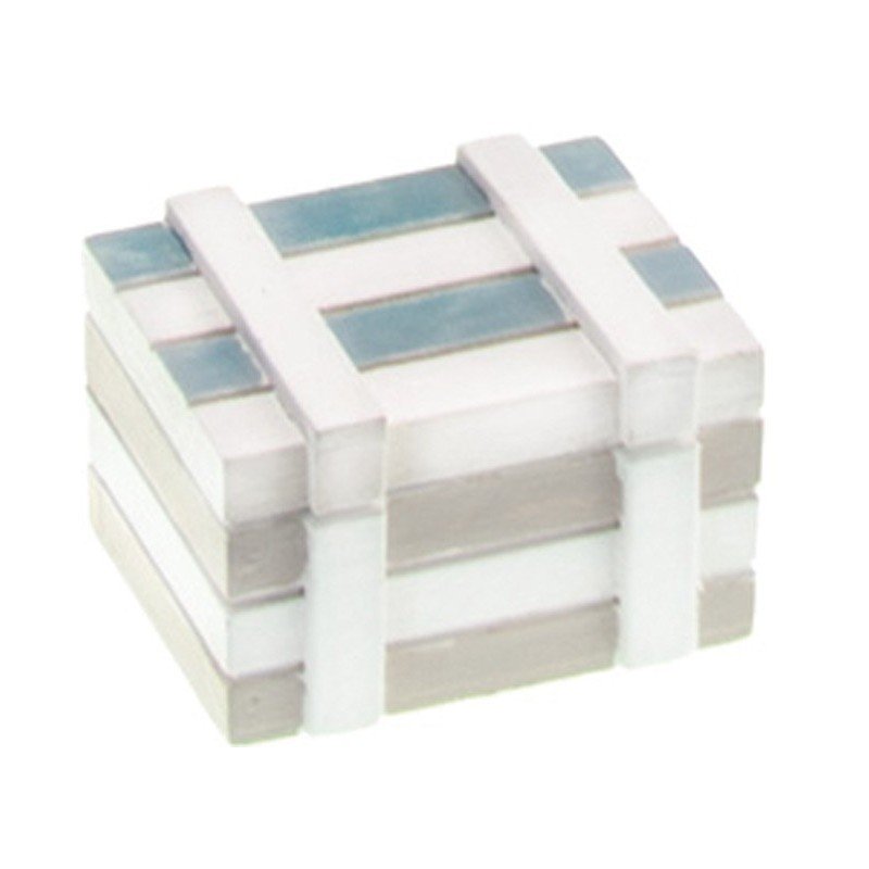 Coffret marin bois blanchi, bleu ciel, 7 cm x 5 cm x 4 cm