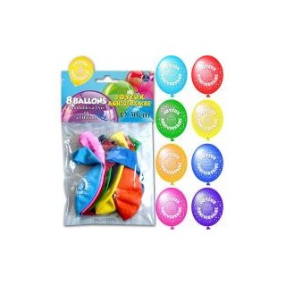 Sachet de 8 ballons joyeux anniversaire