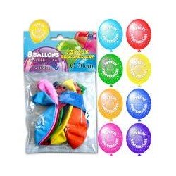 8 palloncini Joyeux anniversaire, ø 30 cm