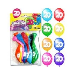 8 palloncini, 20 anni, ø 30 cm