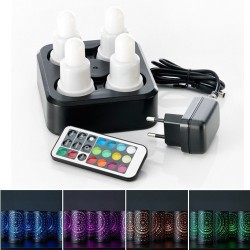 4 candele LED multicolori con telecomando, 70 x 40 mm, caricatore in dotazione ave.