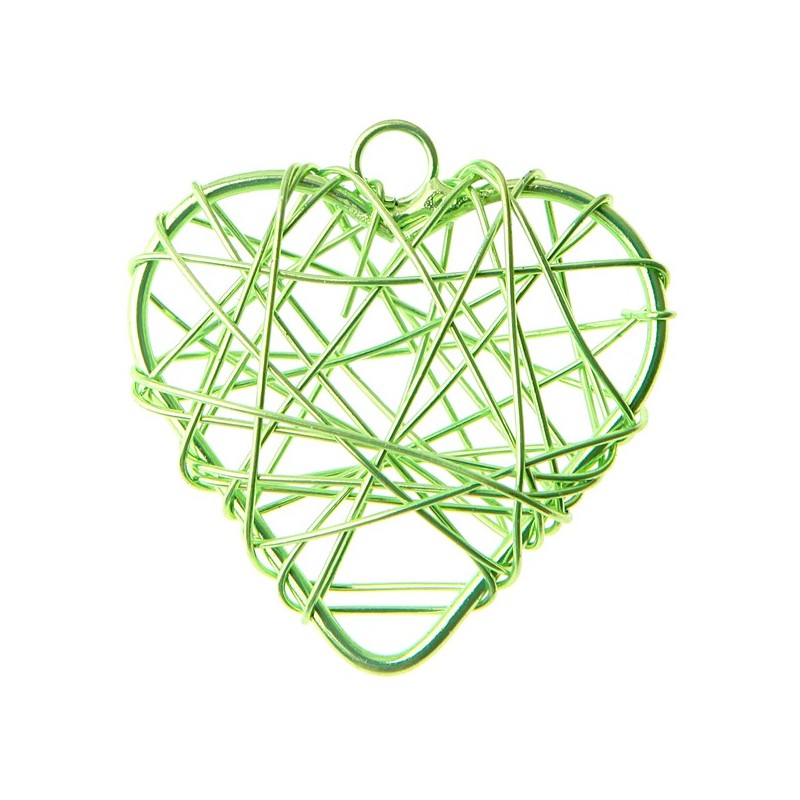 6 Petits coeur métal, 3 x 3 cm, vert