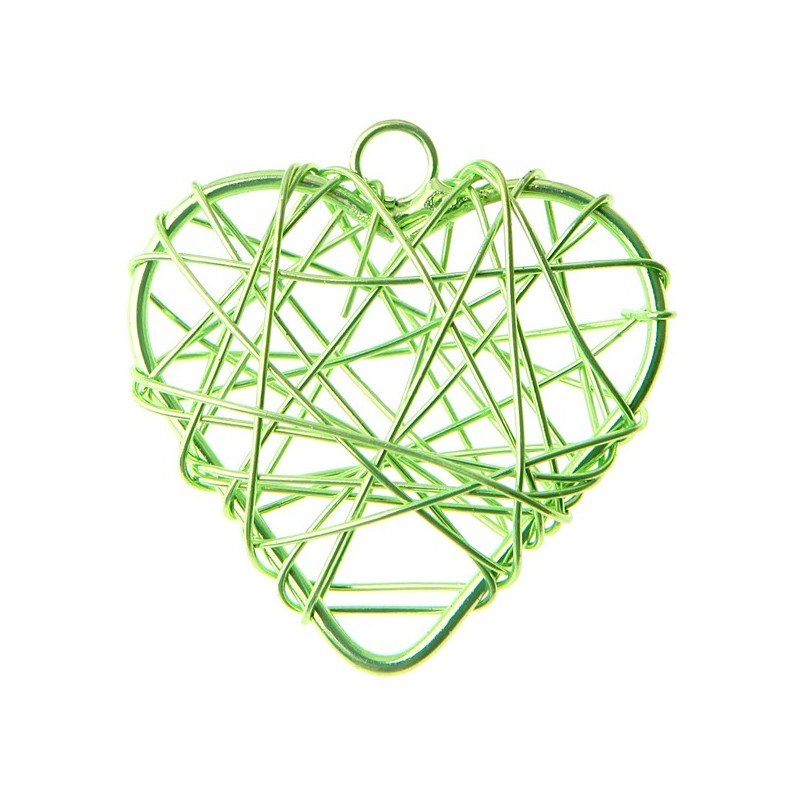 6 Piccoli cuori di metallo, 3 x 3 cm, verde