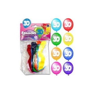 8 palloncini, 30 anni, ø 30 cm