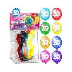 Sachet de 8 ballons 30 ans