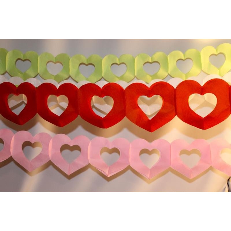 Guirlande papier, deux coeurs 4m en SC, rouge Guirlande papier, deux coeurs 4m en SC, rouge